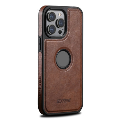 For iPhone 13 Suteni G1 Magsafe Leather Back Phone Case(Brown) - iPhone 13 Cases by Suteni | Online Shopping UK | buy2fix