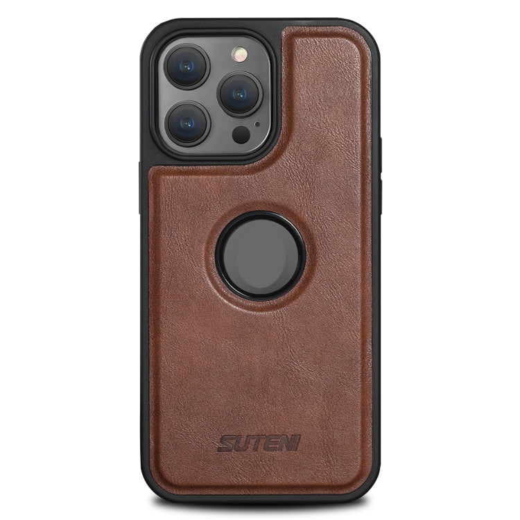 For iPhone 15 Plus Suteni G1 Magsafe Leather Back Phone Case(Brown) - iPhone 15 Plus Cases by Suteni | Online Shopping UK | buy2fix