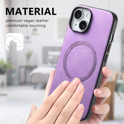 For iPhone 16 Plus Solid Color Retro Magsafe PU Back Cover Phone Case(Purple) - iPhone 16 Plus Cases by buy2fix | Online Shopping UK | buy2fix