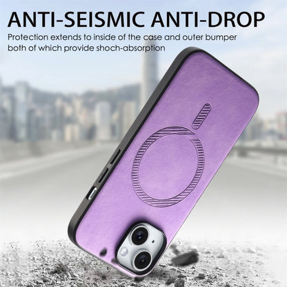 For iPhone 16 Plus Solid Color Retro Magsafe PU Back Cover Phone Case(Purple) - iPhone 16 Plus Cases by buy2fix | Online Shopping UK | buy2fix