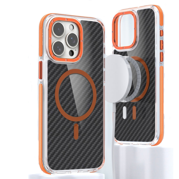 For iPhone 13 Pro Max Magsafe Dual-Color Carbon Fiber Phone Case(Orange) - iPhone 13 Pro Max Cases by buy2fix | Online Shopping UK | buy2fix