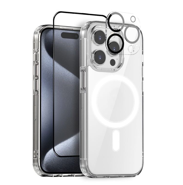 For iPhone 15 Pro Max NORTHJO 3 in 1 Magsafe Clear Phone Case with Screen Film + Rear Lens Film - iPhone 15 Pro Max Cases by NORTHJO | Online Shopping UK | buy2fix