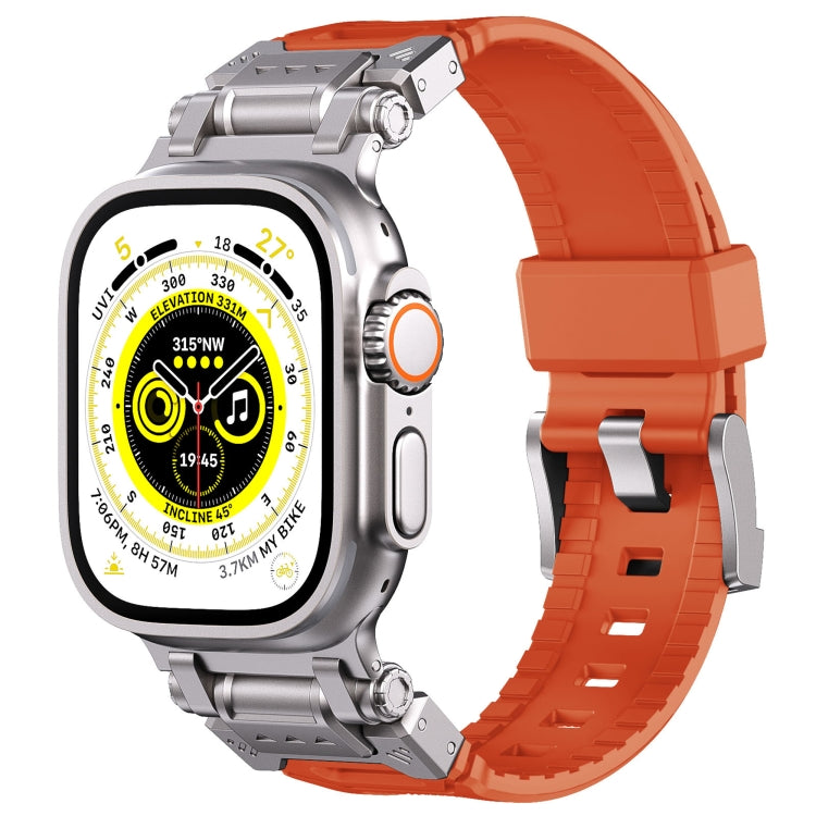 For Apple Watch SE 2022 44mm Silicone Armor Mecha Head Watch Band(Orange) - Watch Bands by buy2fix | Online Shopping UK | buy2fix