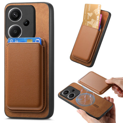 For Xiaomi Redmi Note 13 Pro+ Retro Magsafe Card Bag PU Back Cover Phone Case(Brown) - Note 13 Pro+ Cases by buy2fix | Online Shopping UK | buy2fix