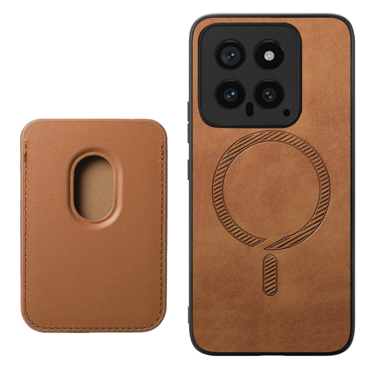 For Xiaomi Redmi Note 13 Pro+ Retro Magsafe Card Bag PU Back Cover Phone Case(Brown) - Note 13 Pro+ Cases by buy2fix | Online Shopping UK | buy2fix