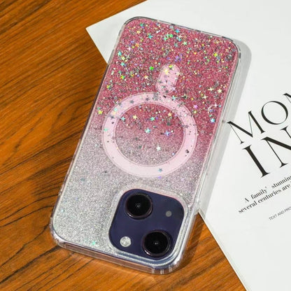 For iPhone 15 Gradient Glitter Starry MagSafe Phone Case(Gradient  Pink) - iPhone 15 Cases by buy2fix | Online Shopping UK | buy2fix