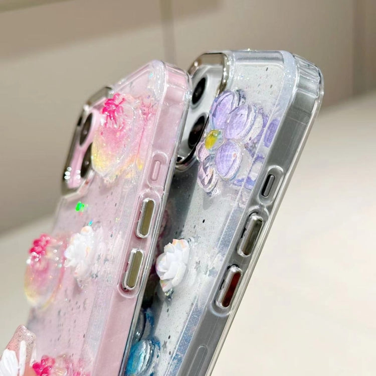 For iPhone 16 Pro Max 3D Flower Glitter Epoxy TPU Phone Case(Colorful Flowers) - iPhone 16 Pro Max Cases by buy2fix | Online Shopping UK | buy2fix