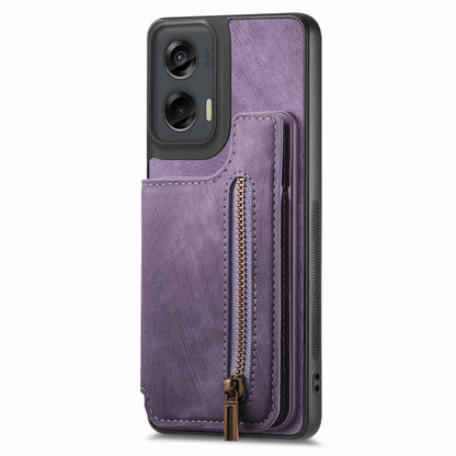 For Motorola G Stylus 5G 2024 Retro Leather Zipper Wallet Back Phone Case(Purple) - Motorola Cases by buy2fix | Online Shopping UK | buy2fix