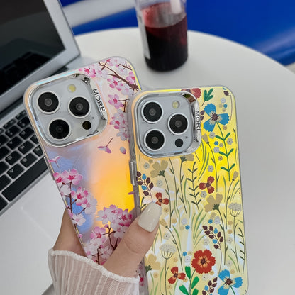 For iPhone 16 Plus Electroplating Laser Flower Texture TPU Phone Case(Chrysanthemum AH5) - iPhone 16 Plus Cases by buy2fix | Online Shopping UK | buy2fix