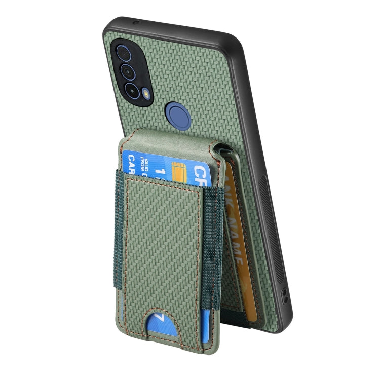 For Motorola Moto G Play 2024 4G Carbon Fiber Vertical Flip Wallet Stand Phone Case(Green) - Motorola Cases by buy2fix | Online Shopping UK | buy2fix