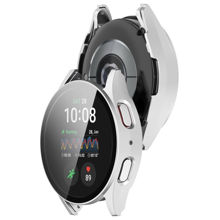 For Samsung Galaxy Watch 7 44mm PC+Tempered Film Integrated Waterproof Watch Protective Case(Silver) - Watch Cases by buy2fix | Online Shopping UK | buy2fix