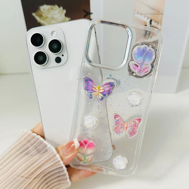 For iPhone 16 Pro Max 3D Colorful Crystal Butterfly TPU Phone Case(Butterful Flowers) - iPhone 16 Pro Max Cases by buy2fix | Online Shopping UK | buy2fix