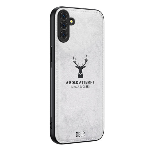 For Samsung Galaxy S25 5G Deer Head Cloth Skin All-inclusive Phone Case(White) - Galaxy S25 5G Cases by buy2fix | Online Shopping UK | buy2fix