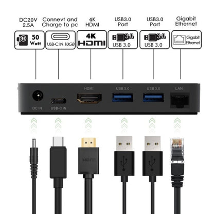 WAVLINK UHP3D01G Gigabit Ethernet USB 3.0 Multi-Function HUB 4K HD Docking Station(UK Plug) - USB 3.0 HUB by WAVLINK | Online Shopping UK | buy2fix