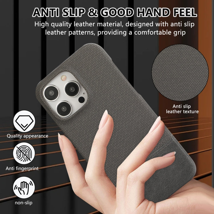 For iPhone 16 Pro Max Stitching Cloth PU Shockproof Phone Case(Grey) - iPhone 16 Pro Max Cases by buy2fix | Online Shopping UK | buy2fix