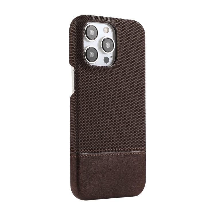 For iPhone 16 Pro Stitching Cloth PU Shockproof Phone Case(Dark Brown) - iPhone 16 Pro Cases by buy2fix | Online Shopping UK | buy2fix