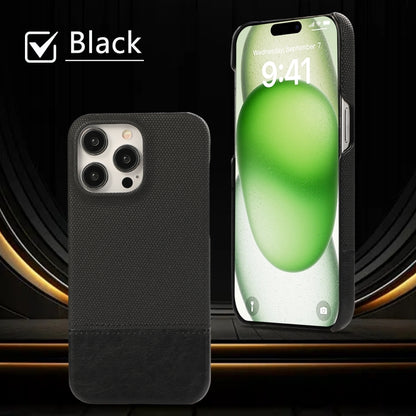 For iPhone 16 Plus Stitching Cloth PU Shockproof Phone Case(Black) - iPhone 16 Plus Cases by buy2fix | Online Shopping UK | buy2fix