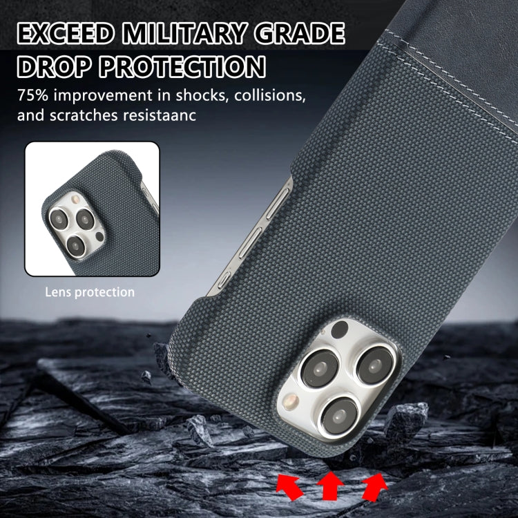 For iPhone 16 Plus Stitching Cloth PU Shockproof Phone Case(Dark Blue) - iPhone 16 Plus Cases by buy2fix | Online Shopping UK | buy2fix