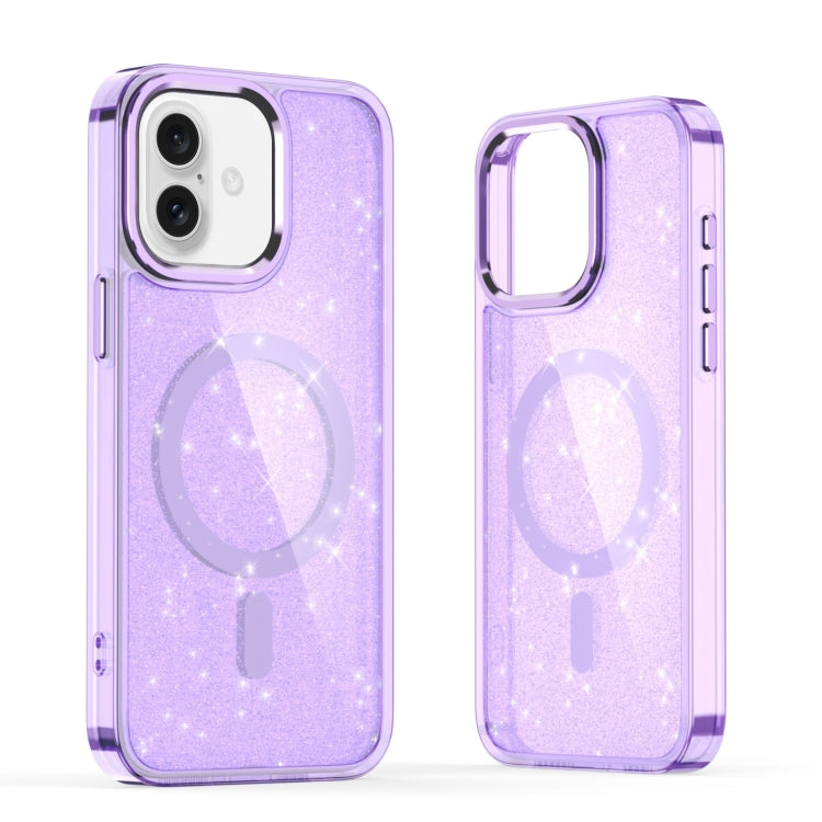 For iPhone 16 Plus Glitter MagSafe Shockproof Phone Case(Purple) - iPhone 16 Plus Cases by buy2fix | Online Shopping UK | buy2fix