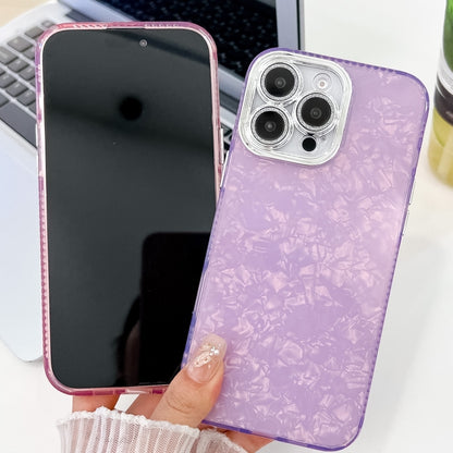 For iPhone 16 Plating Glitter Texture TPU Phone Case with Lens Film(Purple Feather Yarn) - iPhone 16 Cases by buy2fix | Online Shopping UK | buy2fix