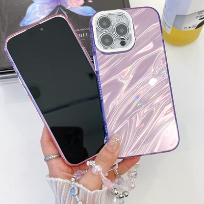 For iPhone 16 Pro Max Plating Glitter Texture Chain Wristband TPU Phone Case with Lens Film(Purple Shell Pattern) - iPhone 16 Pro Max Cases by buy2fix | Online Shopping UK | buy2fix