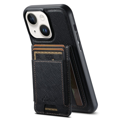 For iPhone 13 Suteni H17 Cross Grain Leather MagSafe Detachable Wallet Phone Case(Black) - iPhone 13 Cases by Suteni | Online Shopping UK | buy2fix