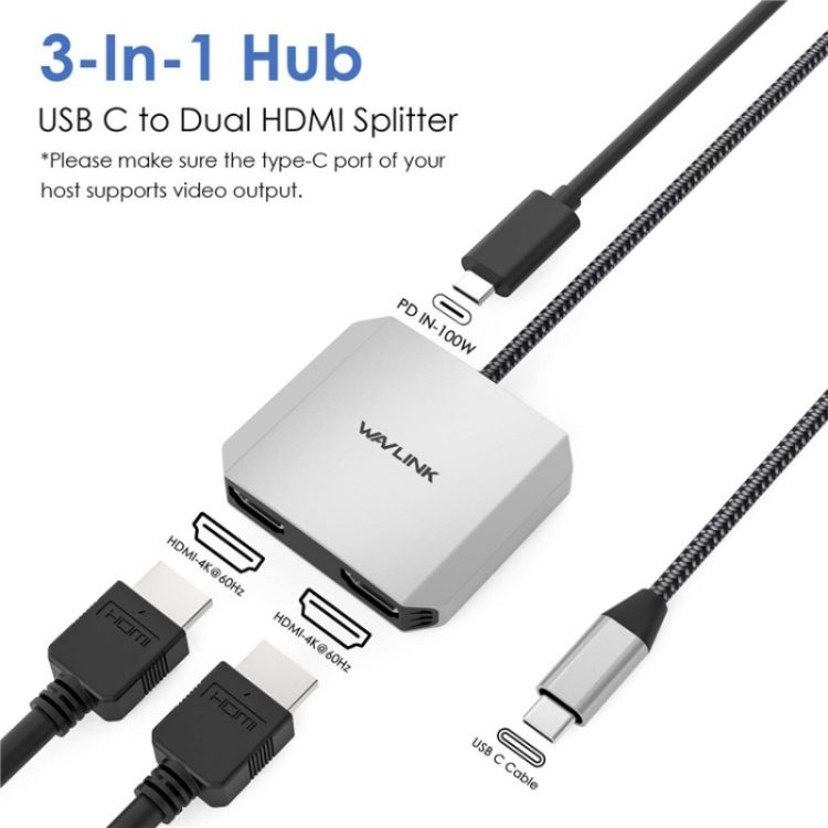 WAVLINK UHP510 Pro 87W PD Charging USB C to Dual HD Converter 4K 60Hz Monitor Adapter - Adapter by WAVLINK | Online Shopping UK | buy2fix