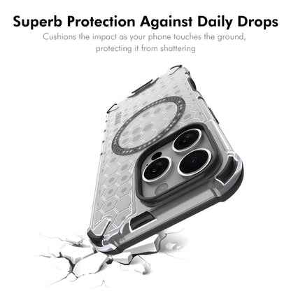 For iPhone 15 Pro Max ENKAY Hat-Prince Honeycomb MagSafe Shockproof Phone Case with Large Arc Edge Film(White) - iPhone 15 Pro Max Cases by ENKAY | Online Shopping UK | buy2fix