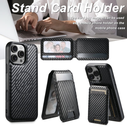 For iPhone 13 Pro Suteni TXWH18 Carbon Fiber Texture Detachable Wallet MagSafe Phone Case(Black) - iPhone 13 Pro Cases by Suteni | Online Shopping UK | buy2fix