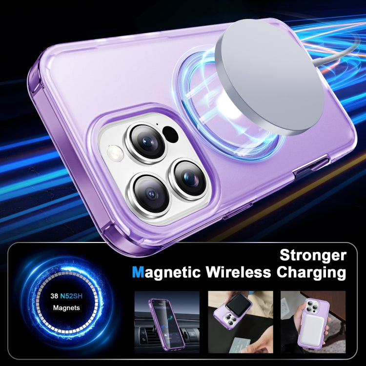 For iPhone 16 Pro Frosted Skin Feel MagSafe Holder 360 Full Body Phone Case(Purple) - iPhone 16 Pro Cases by buy2fix | Online Shopping UK | buy2fix