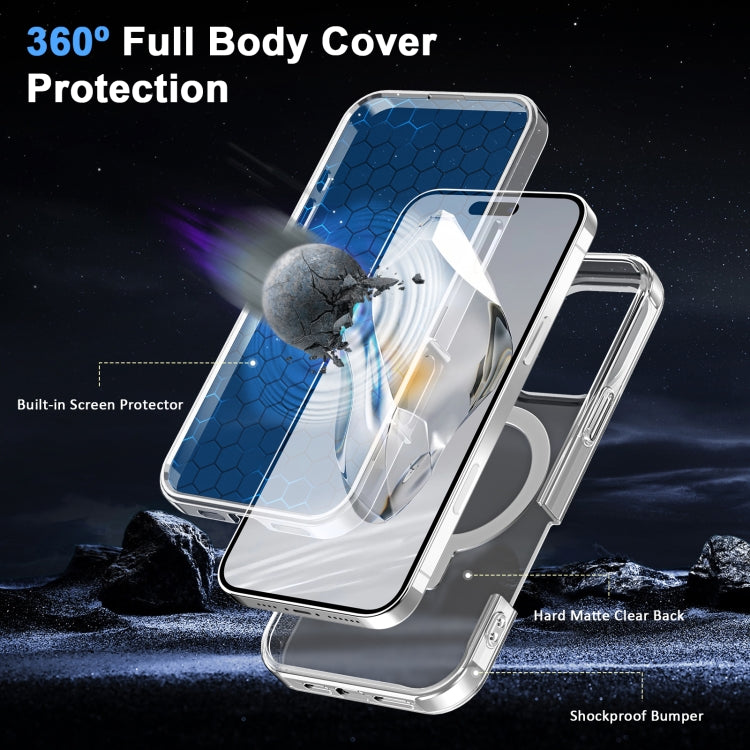 For iPhone 16 Pro Frosted Skin Feel MagSafe Holder 360 Full Body Phone Case(Transparent) - iPhone 16 Pro Cases by buy2fix | Online Shopping UK | buy2fix