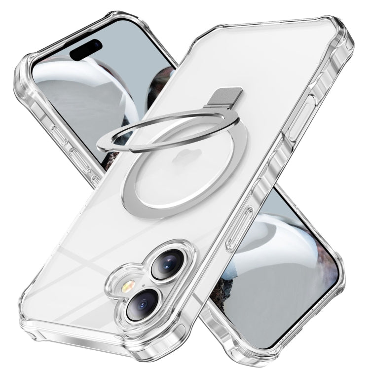 For iPhone 16 Plus Clear Wave MagSafe Holder Phone Case(Transparent) - iPhone 16 Plus Cases by buy2fix | Online Shopping UK | buy2fix