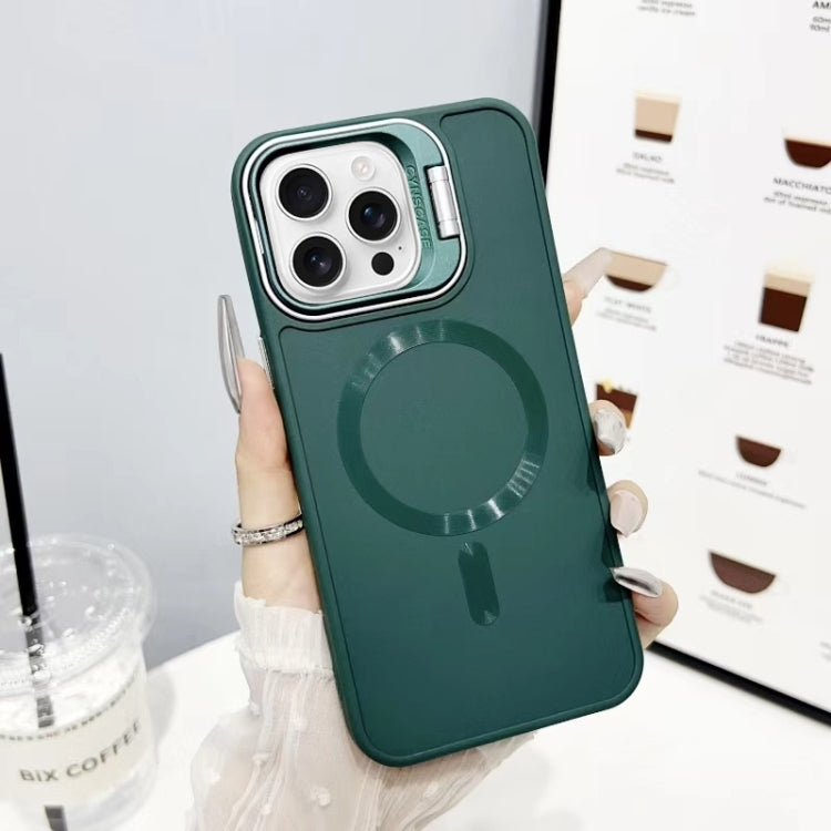 For iPhone 16 Pro Max CD Texture Frosted MagSafe Lens Holder Phone Case(Green) - iPhone 16 Pro Max Cases by buy2fix | Online Shopping UK | buy2fix