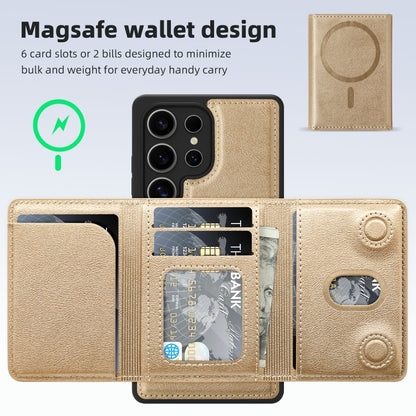 For Samsung Galaxy S25 5G Shield Multi-functional MagSafe Card Bag Phone Case(Desert Gold) - Galaxy S25 5G Cases by buy2fix | Online Shopping UK | buy2fix