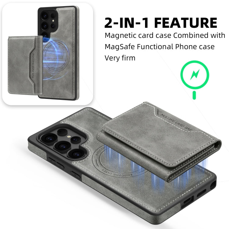 For Samsung Galaxy S25+ 5G Shield Multi-functional MagSafe Card Bag Phone Case(Grey) - Galaxy S25+ 5G Cases by buy2fix | Online Shopping UK | buy2fix