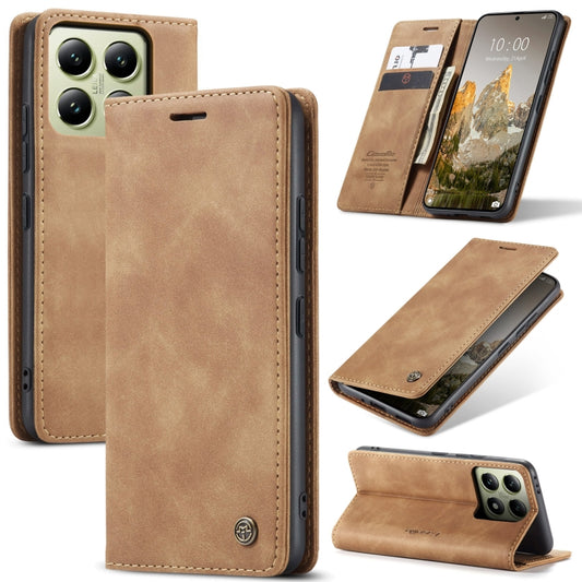 For Xiaomi 14T CaseMe 013 Multifunctional Horizontal Flip Leather Phone Case(Brown) - 14T Cases by CaseMe | Online Shopping UK | buy2fix