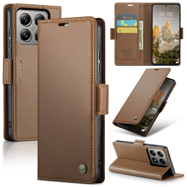 For Xiaomi 14T Pro CaseMe 023 Butterfly Buckle Litchi Texture RFID Anti-theft Leather Phone Case(Brown) - 14T Pro Cases by CaseMe | Online Shopping UK | buy2fix