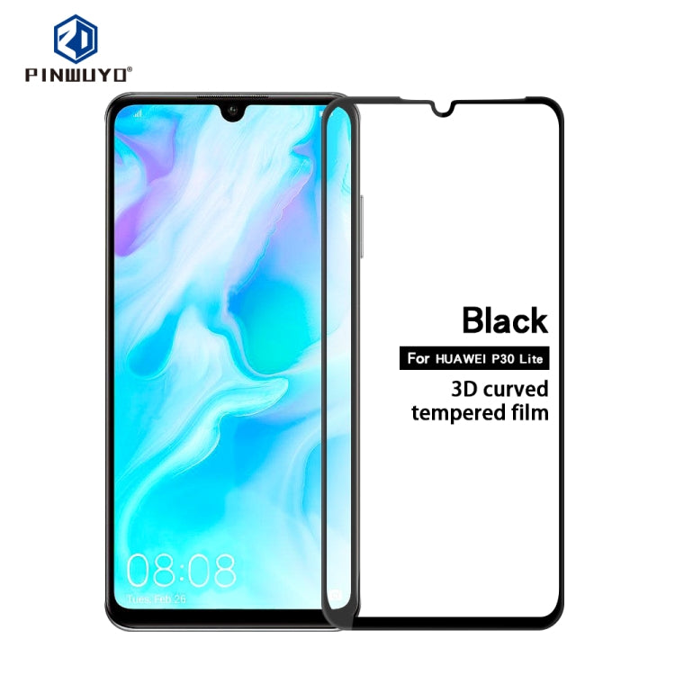 PINWUYO 9H 3D Curved Tempered Glass Film for HUAWEI P30（black） - Huawei Tempered Glass by PINWUYO | Online Shopping UK | buy2fix