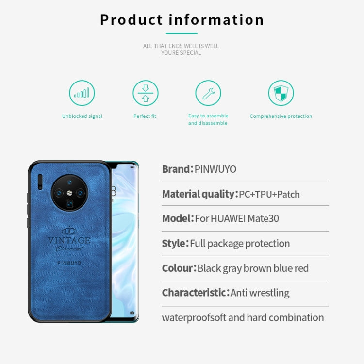 For Huawei Mate 30 PINWUYO Shockproof Waterproof Full Coverage PC + TPU + Skin Protective Case(Brown) - Huawei Cases by PINWUYO | Online Shopping UK | buy2fix