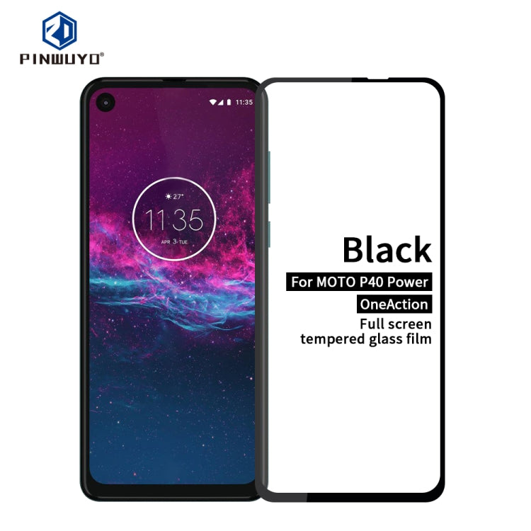 For MOTO P40 Power / One Action PINWUYO 9H 2.5D Full Screen Tempered Glass Film(Black) - Motorola Tempered Glass by PINWUYO | Online Shopping UK | buy2fix