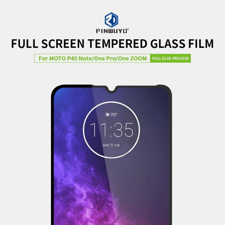 For MOTO One Zoom PINWUYO 9H 2.5D Full Screen Tempered Glass Film(Black) - Motorola Tempered Glass by PINWUYO | Online Shopping UK | buy2fix