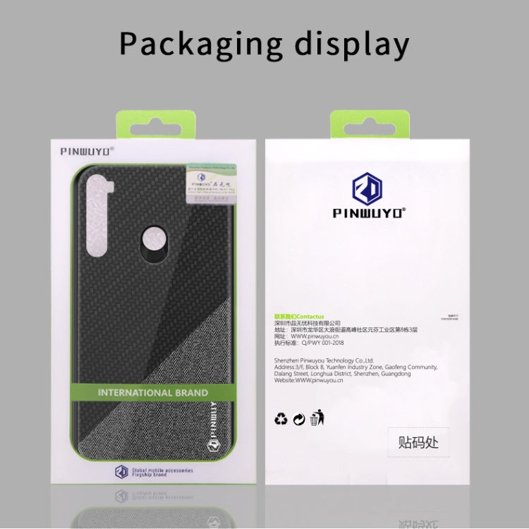 For Xiaomi RedMi Note 8 PINWUYO Rong Series  Shockproof PC + TPU+ Chemical Fiber Cloth Protective Cover(Blue) - Xiaomi Cases by buy2fix | Online Shopping UK | buy2fix
