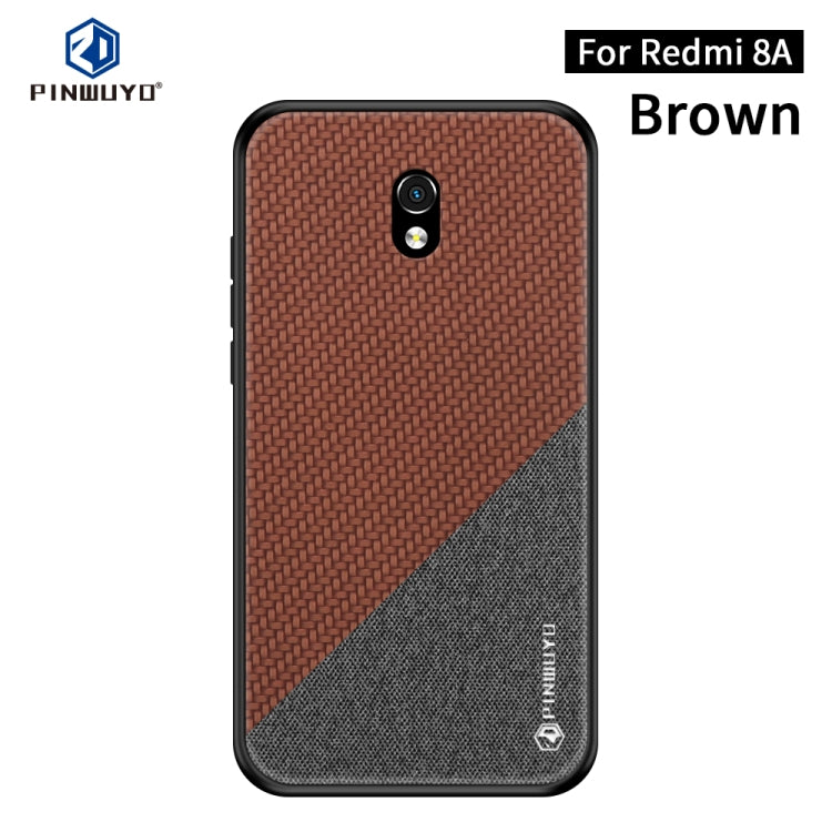 For Xiaomi RedMi 8A PINWUYO Rong Series  Shockproof PC + TPU+ Chemical Fiber Cloth Protective Cover(Brown) - Xiaomi Cases by PINWUYO | Online Shopping UK | buy2fix