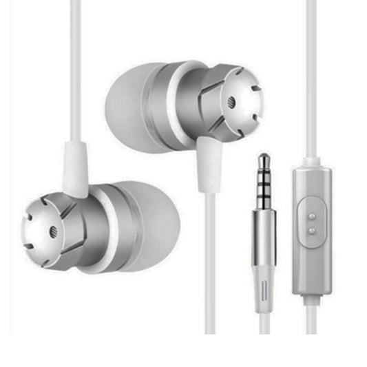 3.5mm Wired Headphones Handsfree Headset In Ear Earphone Earbuds with Mic for Xiaomi Phone MP3 Player Laptop(Silver) - In Ear Wired Earphone by buy2fix | Online Shopping UK | buy2fix