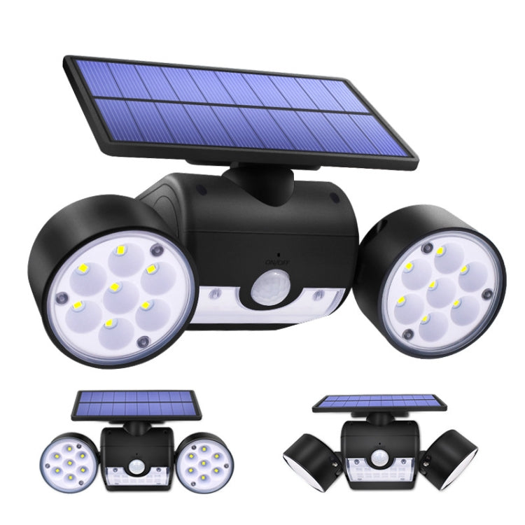 30 LEDs Solar Light Dual Head Solar Lamp PIR Motion Sensor Spotlight Waterproof Outdoor Adjustable Angle Lights - Solar Lights by buy2fix | Online Shopping UK | buy2fix