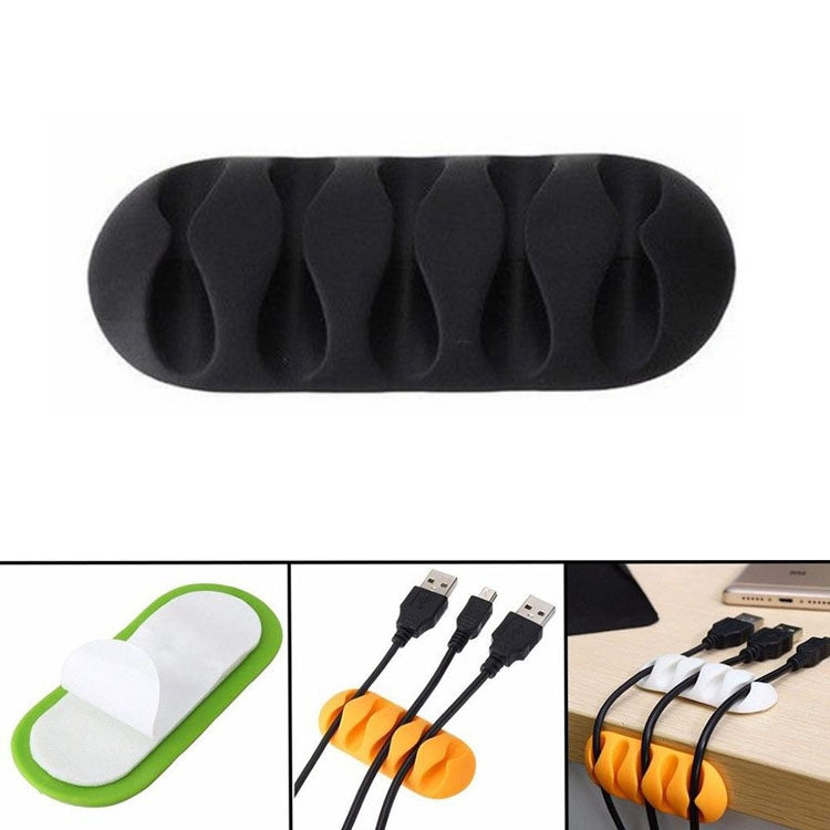 10 PCS Pasteable Five-hole TPR Wire Storage Organizer Data Cable Holder(Black) - Cable Organizer by buy2fix | Online Shopping UK | buy2fix