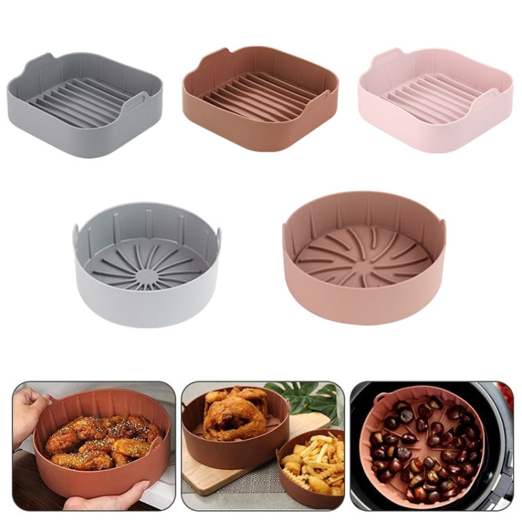 Air Fryer Silicone Grill Pan Accessories, Size: Round 22 cm(Coffee) - Baking mat & Bakewares by buy2fix | Online Shopping UK | buy2fix