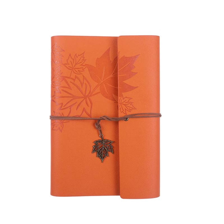 A6 PU Maple Retro Straps Handbook Loose-leaf Notebook(Orange) - Notebooks by buy2fix | Online Shopping UK | buy2fix