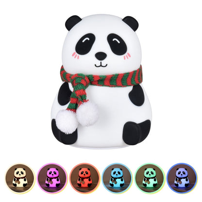 Cute Panda Night Light USB Charging Touch Control Colorful Silicone Bedside Lamp(Squinting) - Night Lights by buy2fix | Online Shopping UK | buy2fix