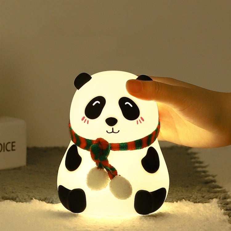 Cute Panda Night Light USB Charging Touch Control Colorful Silicone Bedside Lamp(Squinting) - Night Lights by buy2fix | Online Shopping UK | buy2fix